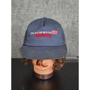 Vintage‎ Safety Trucker Hat The Winner Made in USA Patriotic Checkered Cap Work